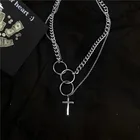 Ожерелье унисекс с подвеской в виде Круга Креста, серебристого цвета
