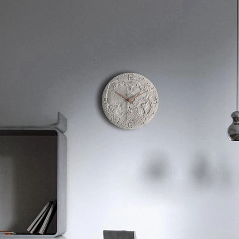 

Nordic Modern Industrial Wind Cement Wall Clock Moon Planet Luminous Creative Mute Clock Creative Personality Clock