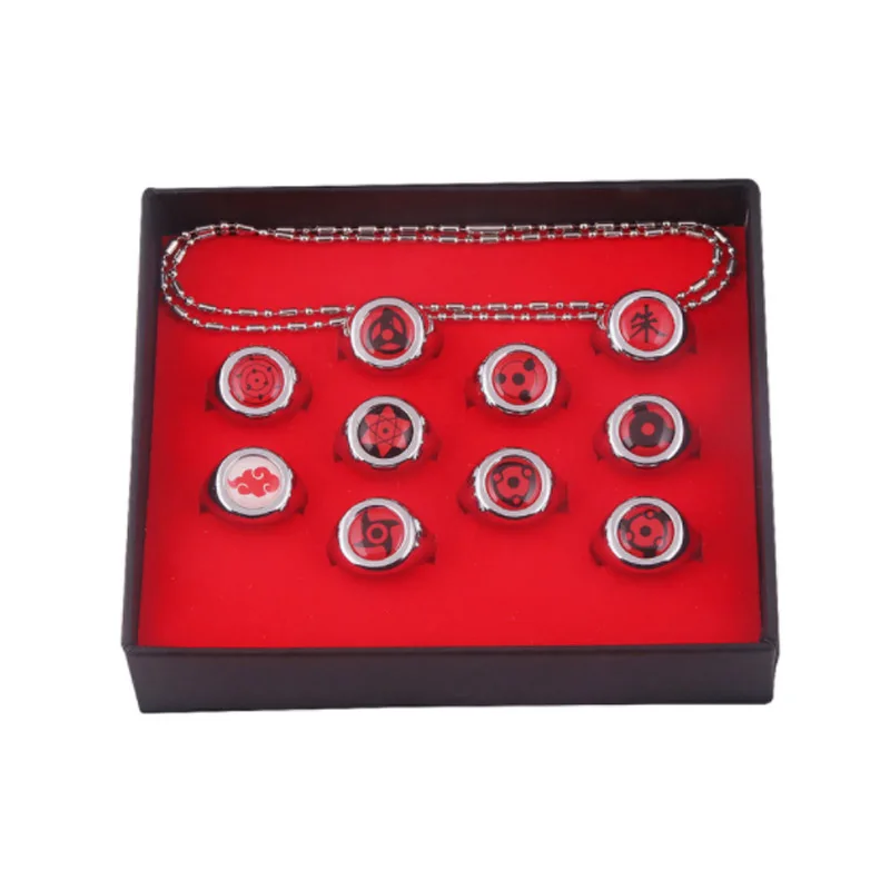 

10Pcs Naruto Anime Hokage Akatsuki Itachi Gold Ring Silver Ring Metal Finger Ninjas Prop Accessories Party Cosplay Jewelry Toys