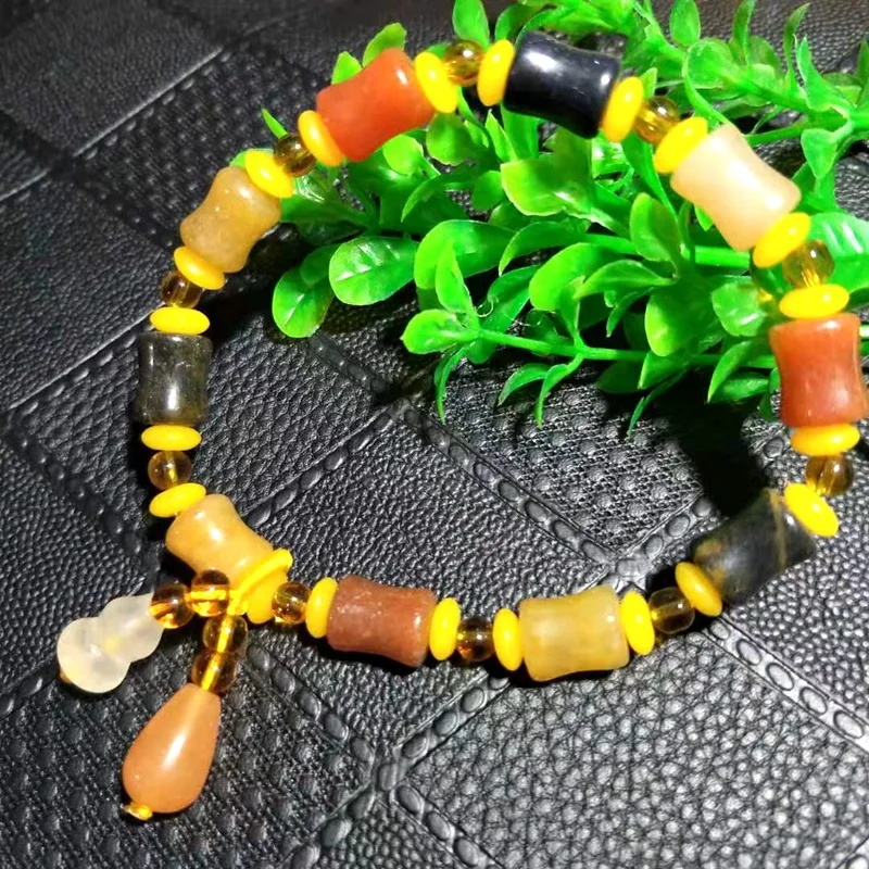 

Новый однотонный нефритовый браслет из бамбука, Высококачественный золотой браслет из бусин