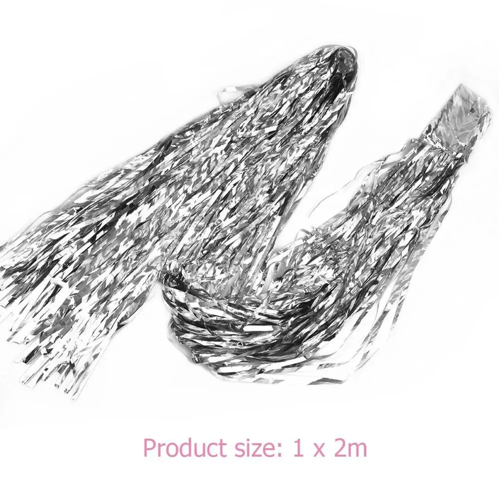 Серебристая/разноцветная занавеска из фольги с блестками 2 м свадебный фон