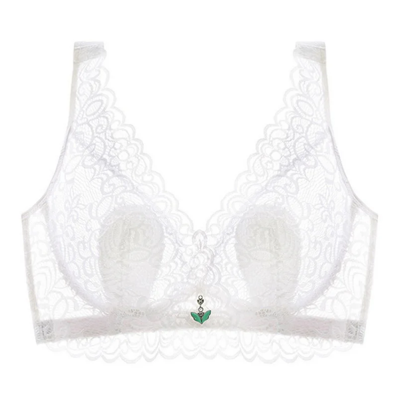 

Sexy Bras Women Lace Transparent Anti-Sagging Intimates Perspective Beauty Back Push Up Gathered Underwear Plus Size Brassiere