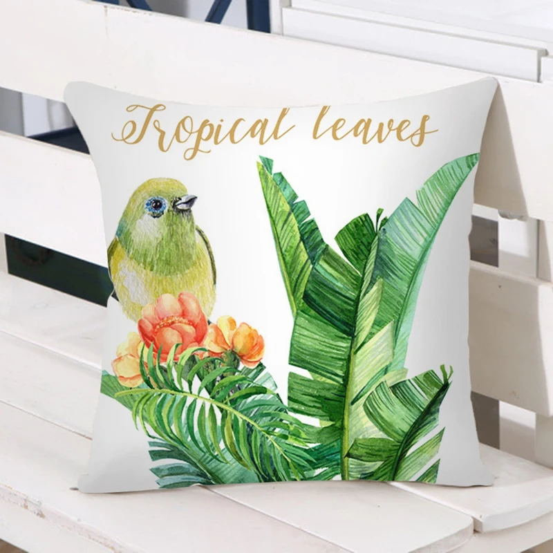 

Летние тропические растения декоративная подушка чехол с зелеными листьями Подушка Чехол с рисунком из полиэфира, накидка для подушки, ...
