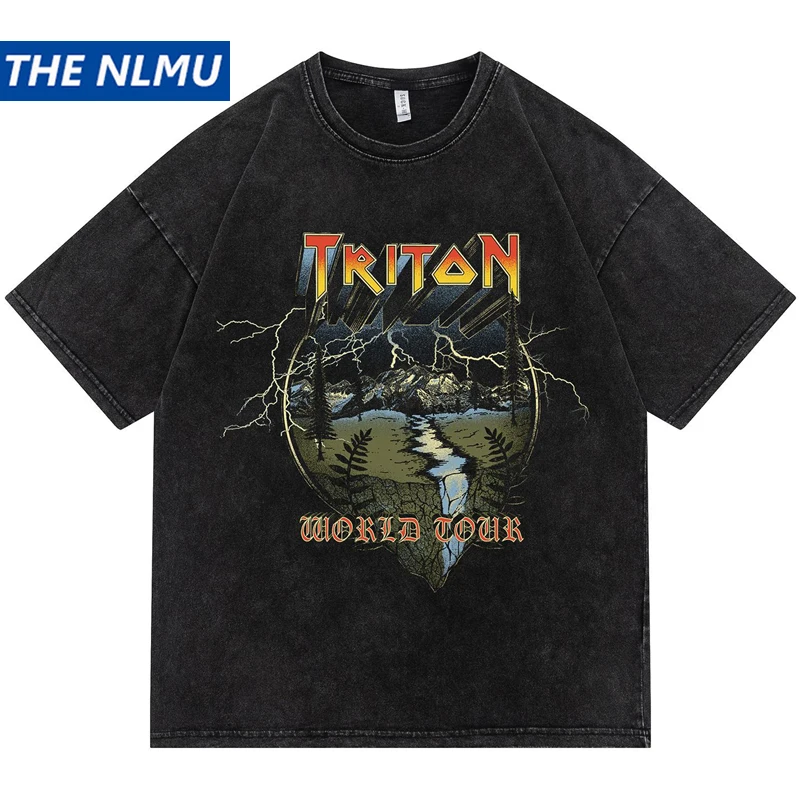 

Men Hip Hop Streetwear T Shirt 2022 Summer Vintage Lightning Printed T-Shirt Harajuku Cotton Tshirt Short Sleeve Tops Tees WE470