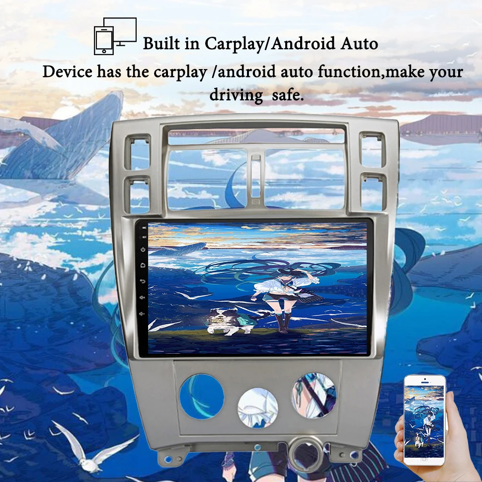 Автомобильный GPS-навигатор с радио, стерео, видео и доступом к Wifi на Android 11.0 для Hyundai Tucson 2006-2013.