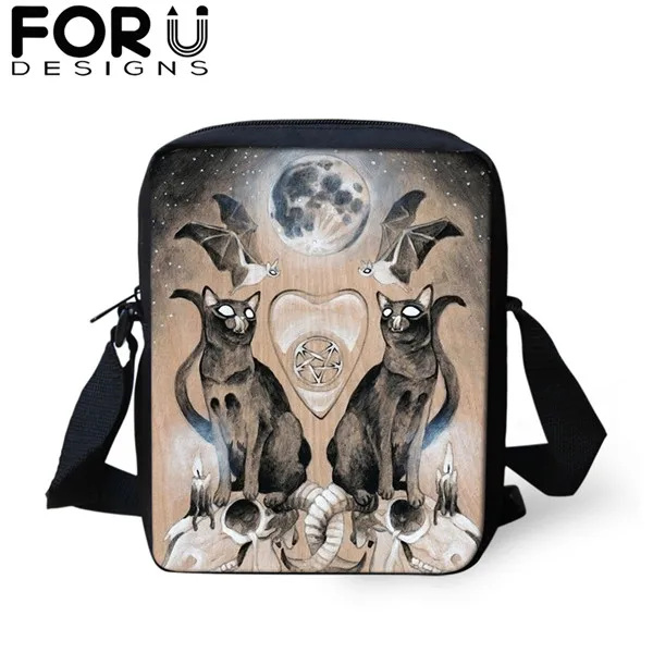 FORUDESIGNS/готический Черная кошка школьные сумки 3 шт./компл. для девочек и мальчиков Повседневное 3D Для женщин рюкзак ортопедический рюкзак детская дорожная сумка для книг - Цвет: CDGX1392E