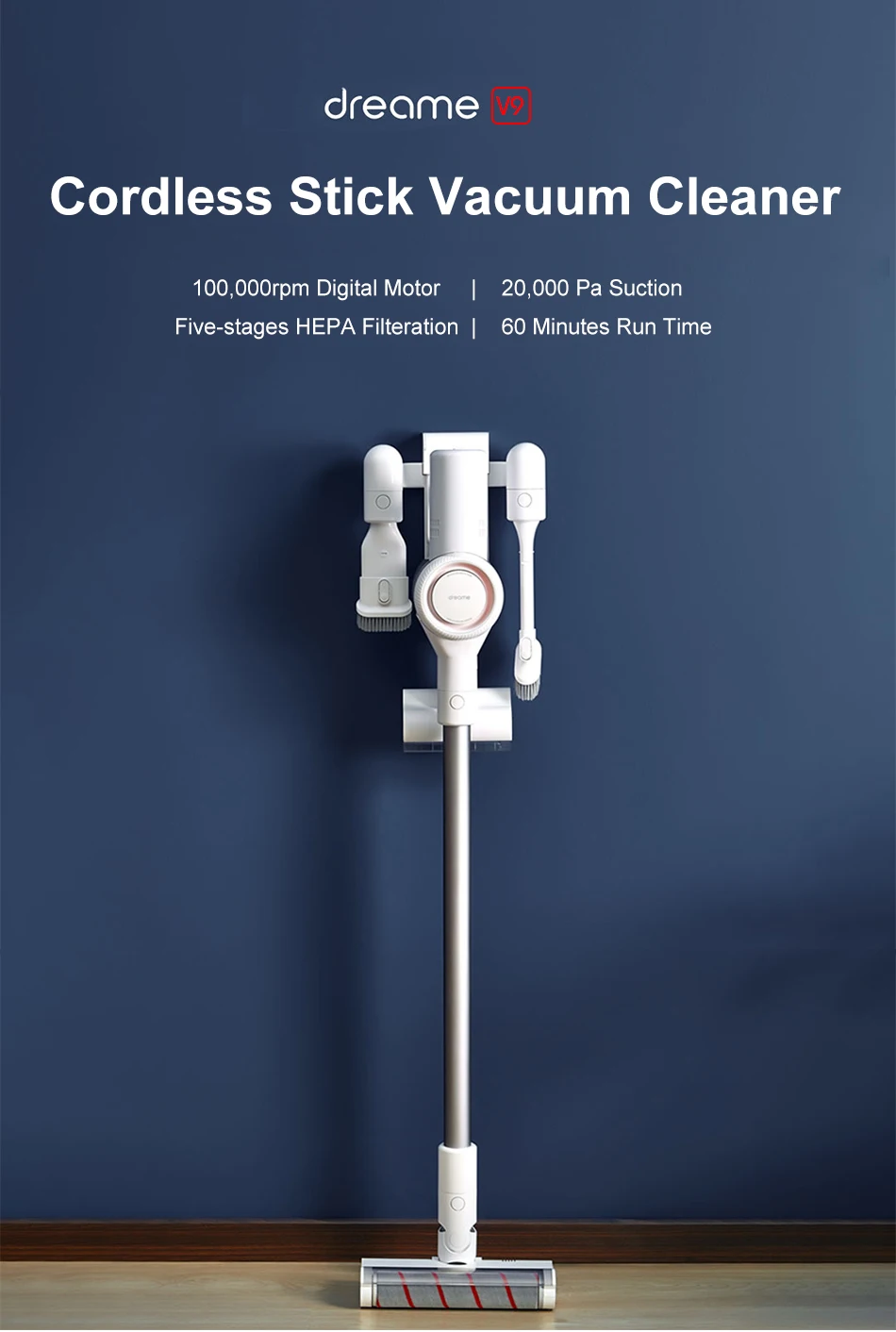 Xiaomi Dreame V9 V9P V8 ручной беспроводной пылесос 20000Pa Циклон всасывания Многофункциональный подметальная щетка для домашнего автомобиля