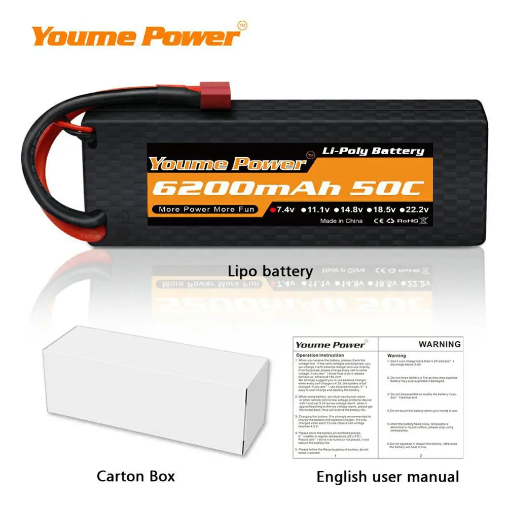 твердый чехол youme lipo battery 2s 74 v 6200mah trx ec3 t для traxxas 11