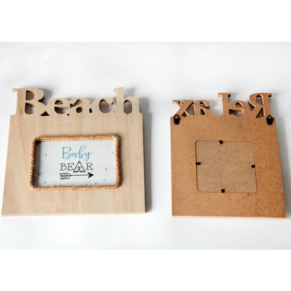 DIY фоторамка прямоугольная деревянная с буквенным принтом подвесное