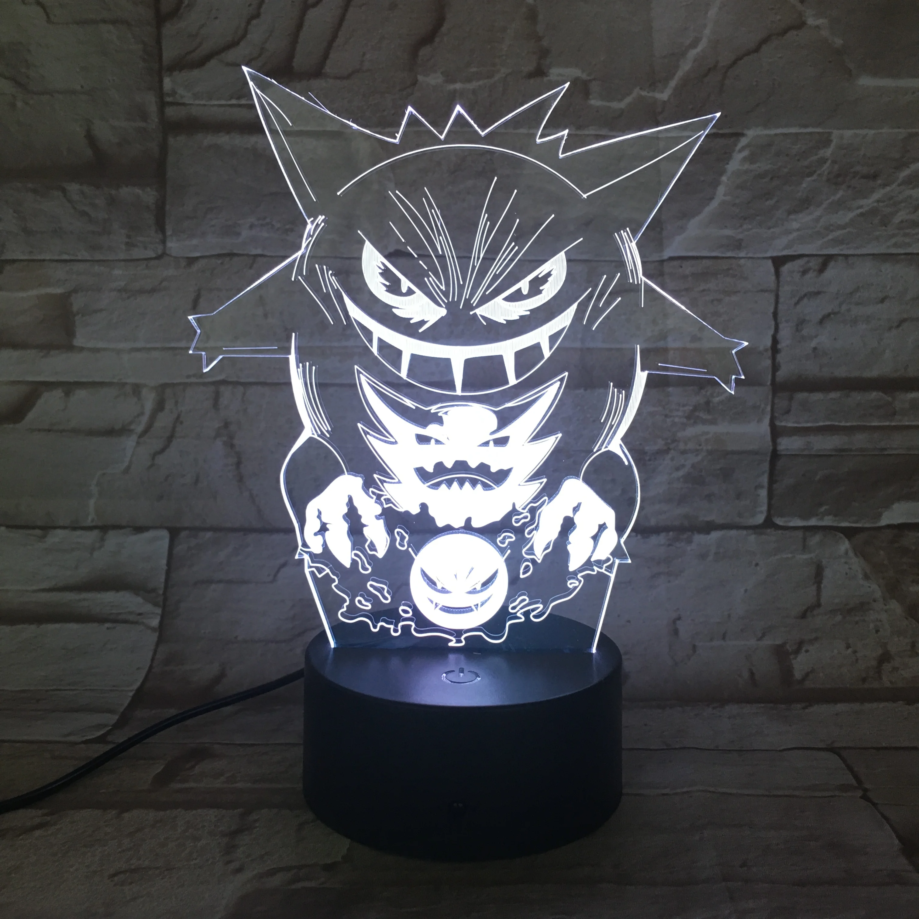 Покемон умбреон Mewtwo Gengar 7 цветов 3D лампа визуальный светодиодный ночник для детей