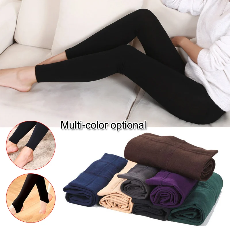 Autumn winter woman thick warm leggings candy color brushed charcoal stretch fleece soft fleece lined thermal Pants Leggings