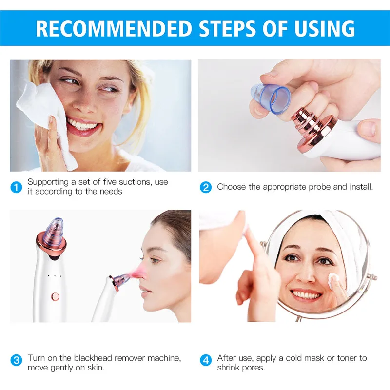 

Microdermabrasion Blackhead Remover Vacuum Suction Face Pimple Acne Comedone Extractor Facial Pores Cleaner Skin Care Tools