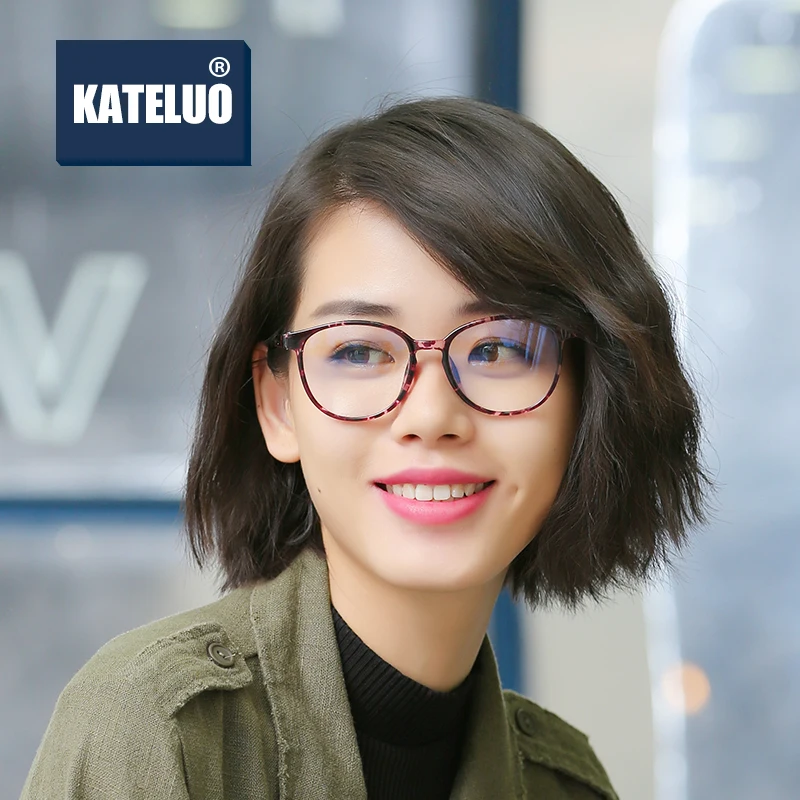 

KATELUO TR90 Round Optical Glasses Anti Blue Light Ray Fatigue Computer Goggles Women Eyeglasses Frame 9930