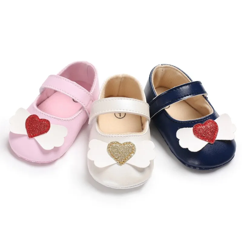 

Baby Princess Heart PU Shoes Soft Bottom Anti-skid Spring Autumn First Walkers Prewalkers