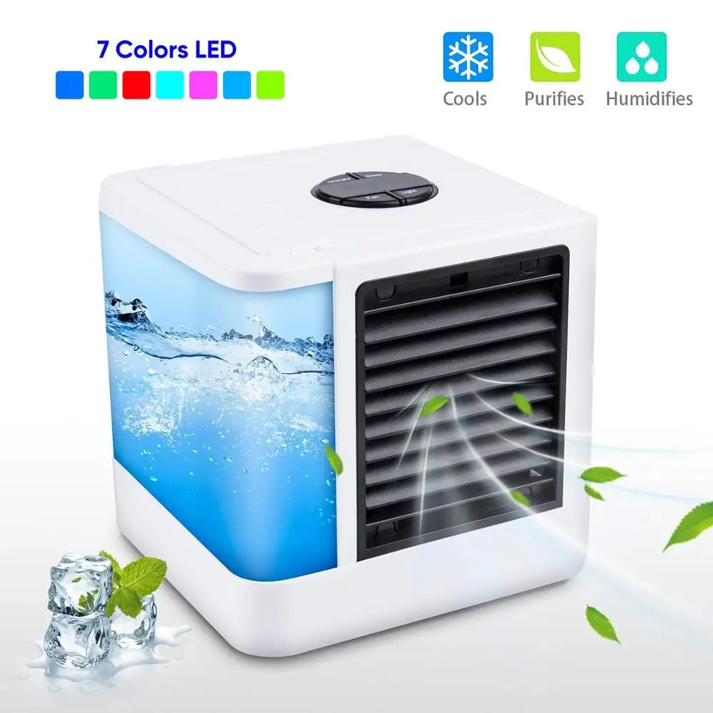 

Mini Air Conditioner Air Cooler Fans USB Portable Air Cooler Conditiioner Table mini Fan Cooling For Office 7 Color light