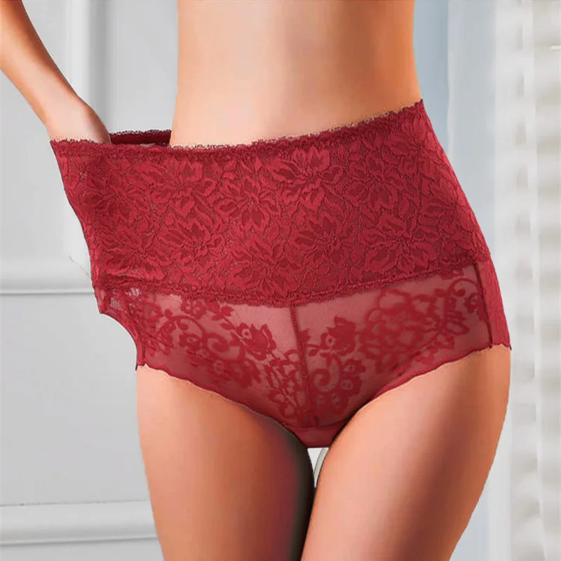 

High Waist Panties Women Underwear Sexy Lace Panties Bodyshaper Female Underpants Seamless Briefs Knickers Mesh Floral Lingerie