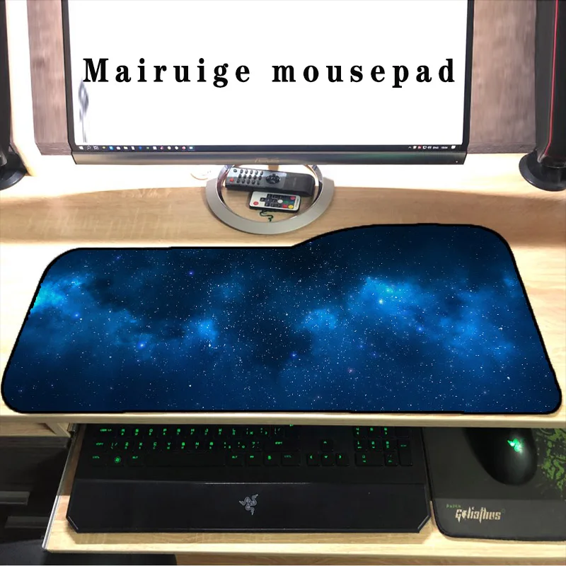 Большой игровой коврик для мыши Blue Starry Sky RGB компьютерный со светодиодной