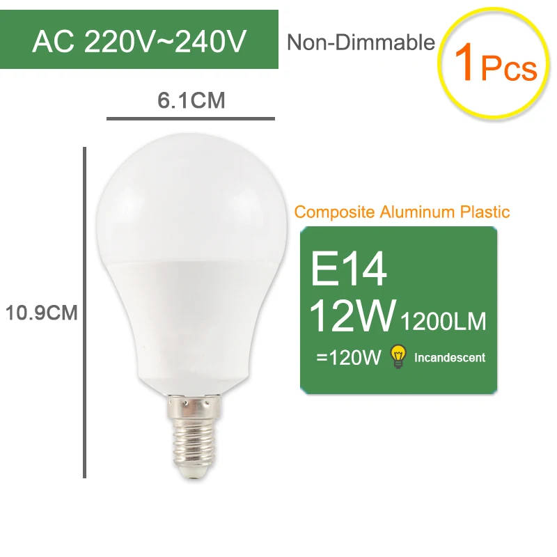 E14 12W No Dimmable Kaguyahime 1 шт./5 шт. затемняемый мини E14 Светодиодный светильник 220В светодиодный E14 лампа светодиодный светильник E27 3 Вт 5 Вт 6 Вт 9 Вт 12 Вт лампада лампа Para Bombilla ампула - Испускаемый цвет: E14 12W No Dimmable