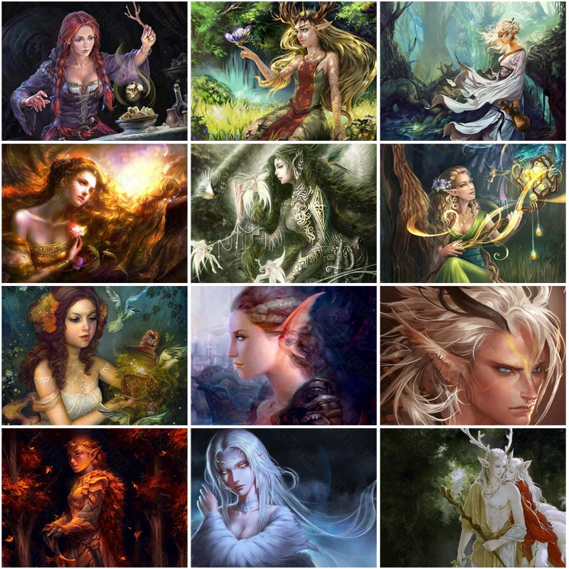 

Character Embroidery Diamond Painting Forest Elves Mosaic Decorative Painting Full Diamond Cross Stitch Wall Sticker