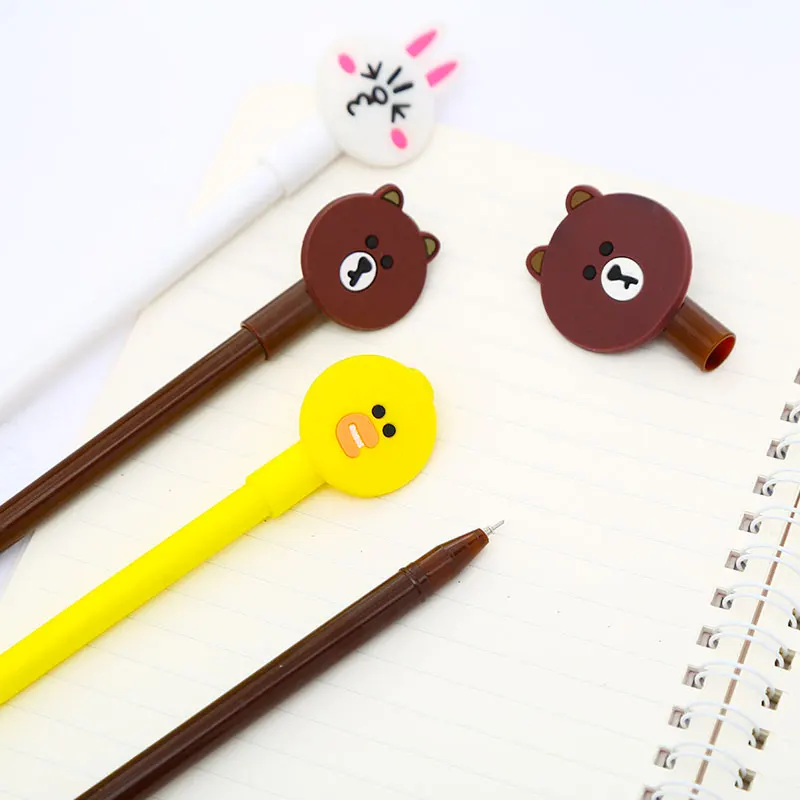 Корейский милый аниме Белый Кролик гелевая ручка Креативные Kawaii Медведь черные