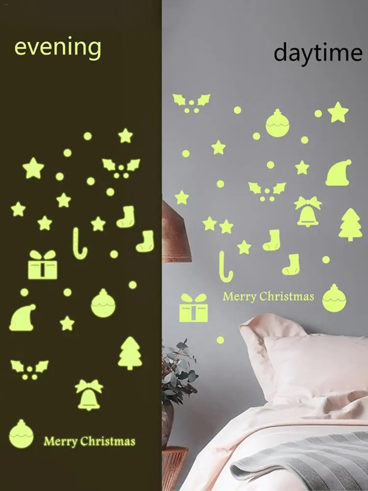 Luminous Christmas Stickers Door Window Wall Ornaments Carnival New Year | Дом и сад