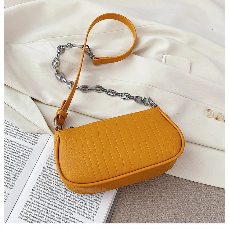 

Fashion Crocodile Pattern Bread Bag MINI PU Leather Shoulder Bag Female Chain Designer Luxury Handbag Female Travel Tote Bag