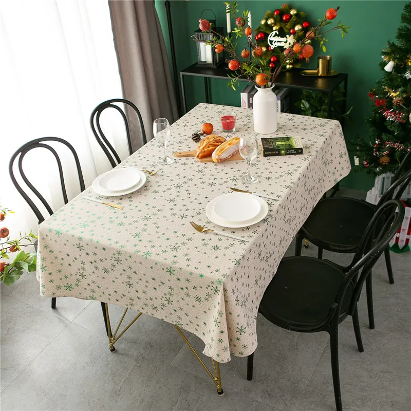 Рождественская скатерть в скандинавском стиле хлопковая льняная с бронзовым