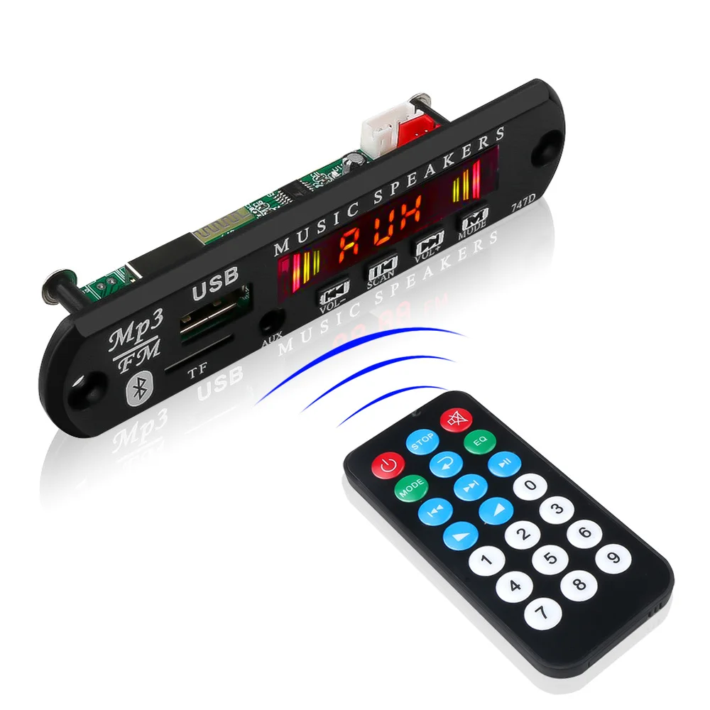 5 V-12 V громкой связи Bluetooth автомобильный радиоприемник Mp3 плеер декодер доска Поддержка FM TF карта AUX Запись с микрофоном автомобиля Динамик модификации
