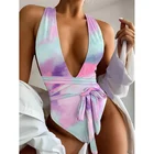 Плавательный костюм для Для женщин 2021, v-образный вырез, купальник, Для женщин принт Одна деталь купальник монокини повязка боди летняя одежда для пляжа, пуш-ап,