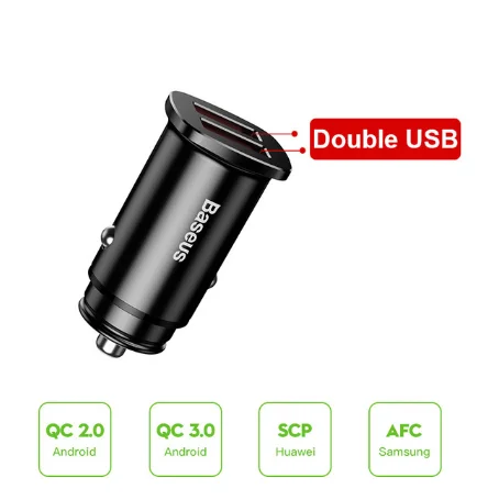 Baseus Быстрая зарядка 4,0 3,0 USB Автомобильное зарядное устройство для iPhone 11 Pro Max Xiaomi huawei SCP QC QC4.0 QC3.0 C PD быстрое автомобильное зарядное устройство для телефона - Plug Type: Dual USB Black