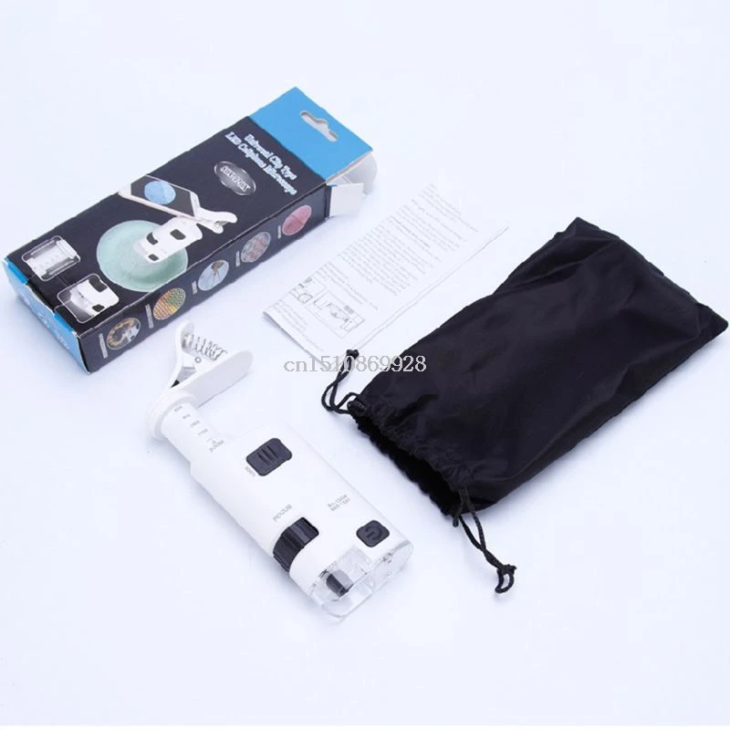 

80-120X Digital Clip Type Cellphone Microscope With LED Lamp for Jewelry Stamp