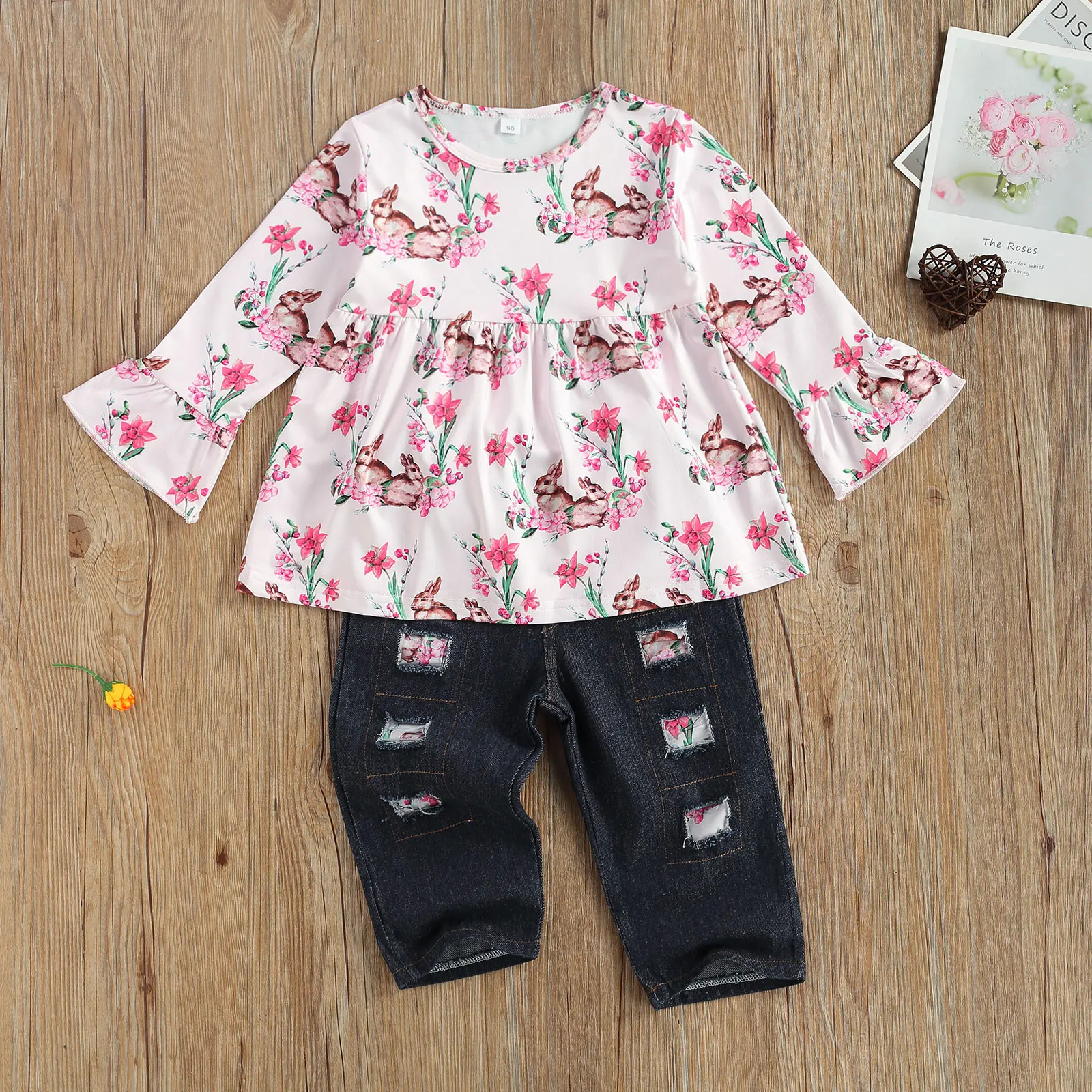 Пасхальный кролик для маленьких девочек топы с длинными рукавами оборками и