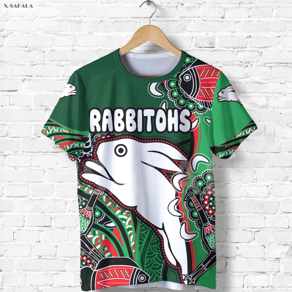 

Rabbitohs Anzac Day Indigenous 3D Fashion All Over Printed 2 Round Neck T-Shirt Men Rugby Sport Casual Tee