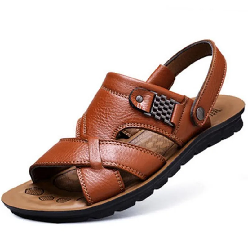

Large size leather men's sandals summer new fashion platform sandals men's shoes casual breathable beach shoes slides sandal