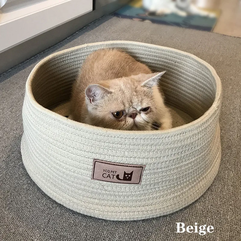 

Новое поступление, Вязаная хлопковая веревка, Конура для домашних животных, Лежанка для кошек с защитой от царапин, спальные мешки для кошек, Лежанка для домашних животных, когтеточный домик