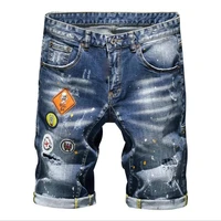 men blue denim shorts new summer shorts jeans high quality men cotton stretch straight fit jeans shorts knee length jeans 38