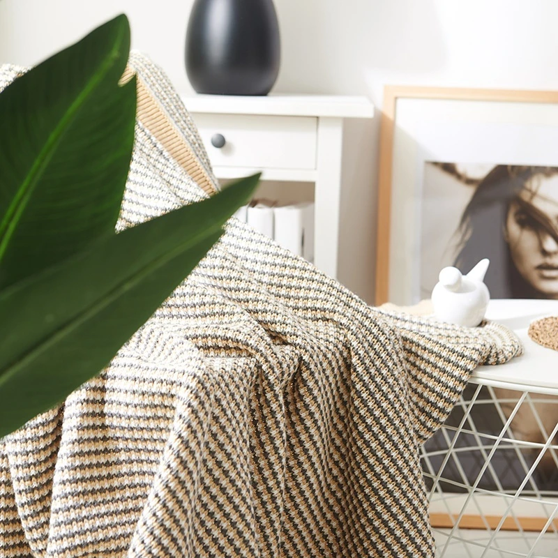 

Fashion Jacquard Home Sofa Bed Throw Blanket Portable Office Outdoor Travel Knitted Thread Blanket Cold Proof Shawl Blanket