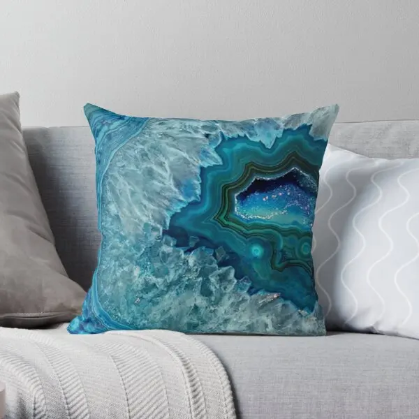 

Teal Aqua Turquoise Blue Rock Agate Mine Printing Throw Pillow Cover Case Decorative Wedding Waist Fashion Pillows not include