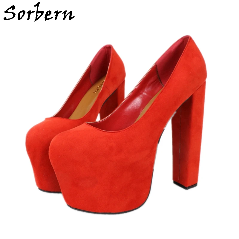 

Sorbern 17 см; Красные женские туфли-лодочки обувь на высоком блочном каблуке, без шнуровки, на толстом каблуке, на платформе, пикантные ботинки н...