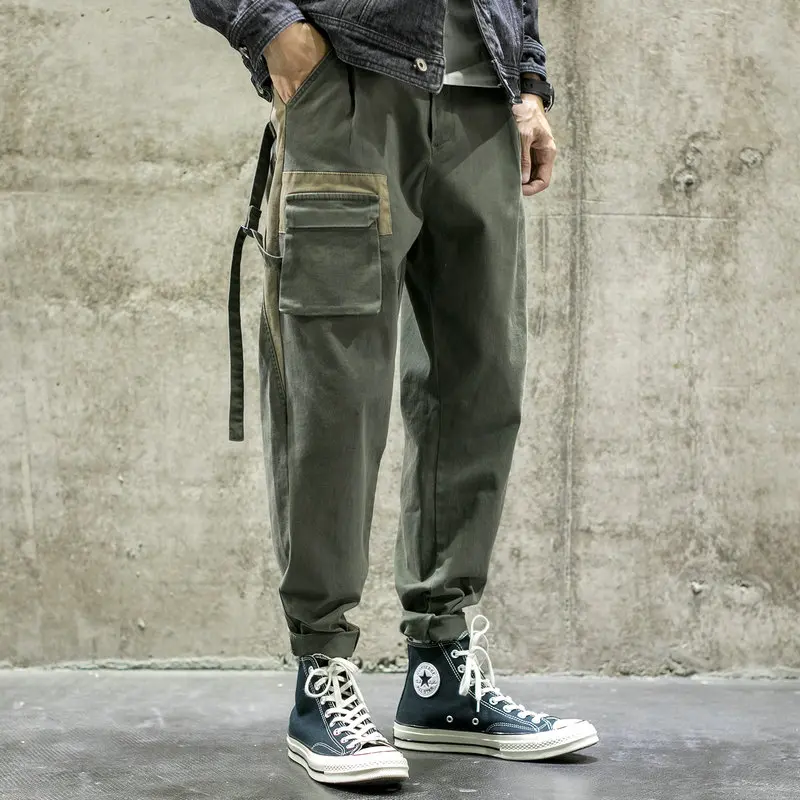 

2020 уличная одежда, повседневные мужские брюки-карго с лентами, карманами, свободные мужские хлопковые штаны в стиле хип-хоп, новые модные дж...