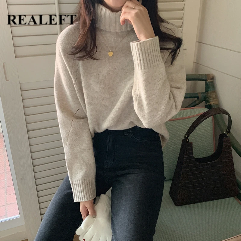 

Женский Однотонный свитер-водолазка с длинным рукавом