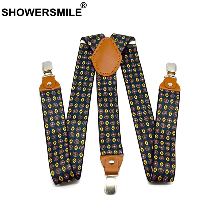 Подтяжки SHOWERSMILE мужские подтяжки с принтом подсолнухов 3 зажимы подвески