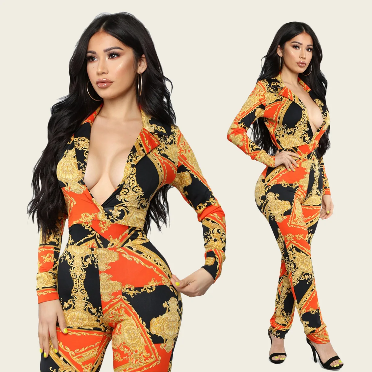 Новинка 2019 года. Модные женские Комбинезоны для ночных клубов с v образным