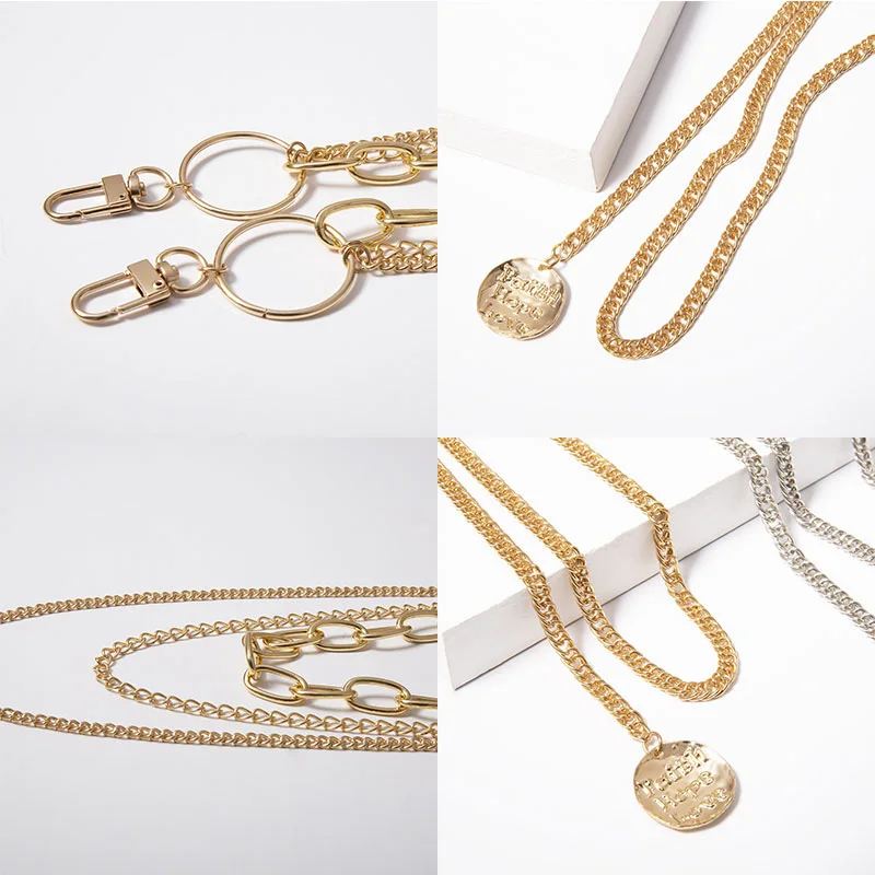 

1-3Layers Punk Hip Hop Belt Pants Waist Link Belt Metal long Chian Belts For Women jeans Chain Belt Ladies Pants Accessories