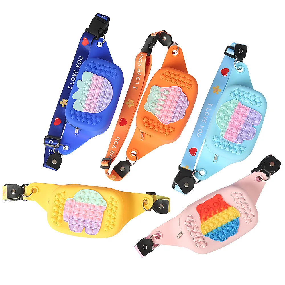

New Pop It Silica Push Bubbles Toys Fashion Waist Bag Satchel Shoulder Bags Storage Bag Fidget Toys Simple Dimple Fingertip Toys