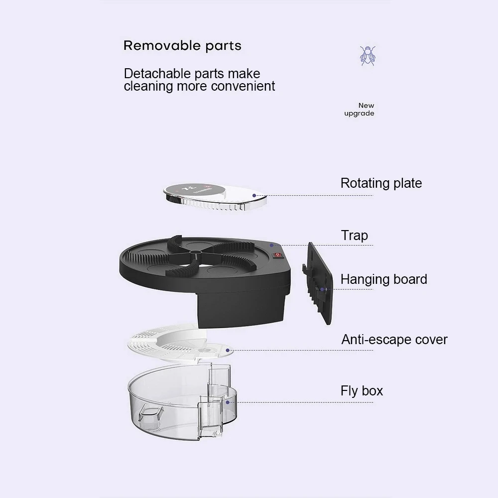 

Mosquito Flies Killer Trap USB Electric Anti-harmful Fly Trap Wall-mouted Rechargeable Pest Catcher Fly Killer Device Fly Traps