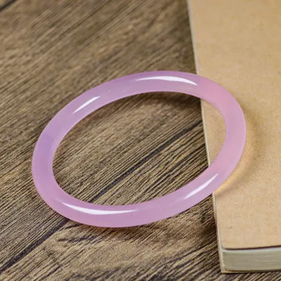 

Zheru Jewelry Natural Agate Chalcedony Light Purple Round Bar 54-64m Bracelet Elegant Princess Jewelry Best Gift for Mother and