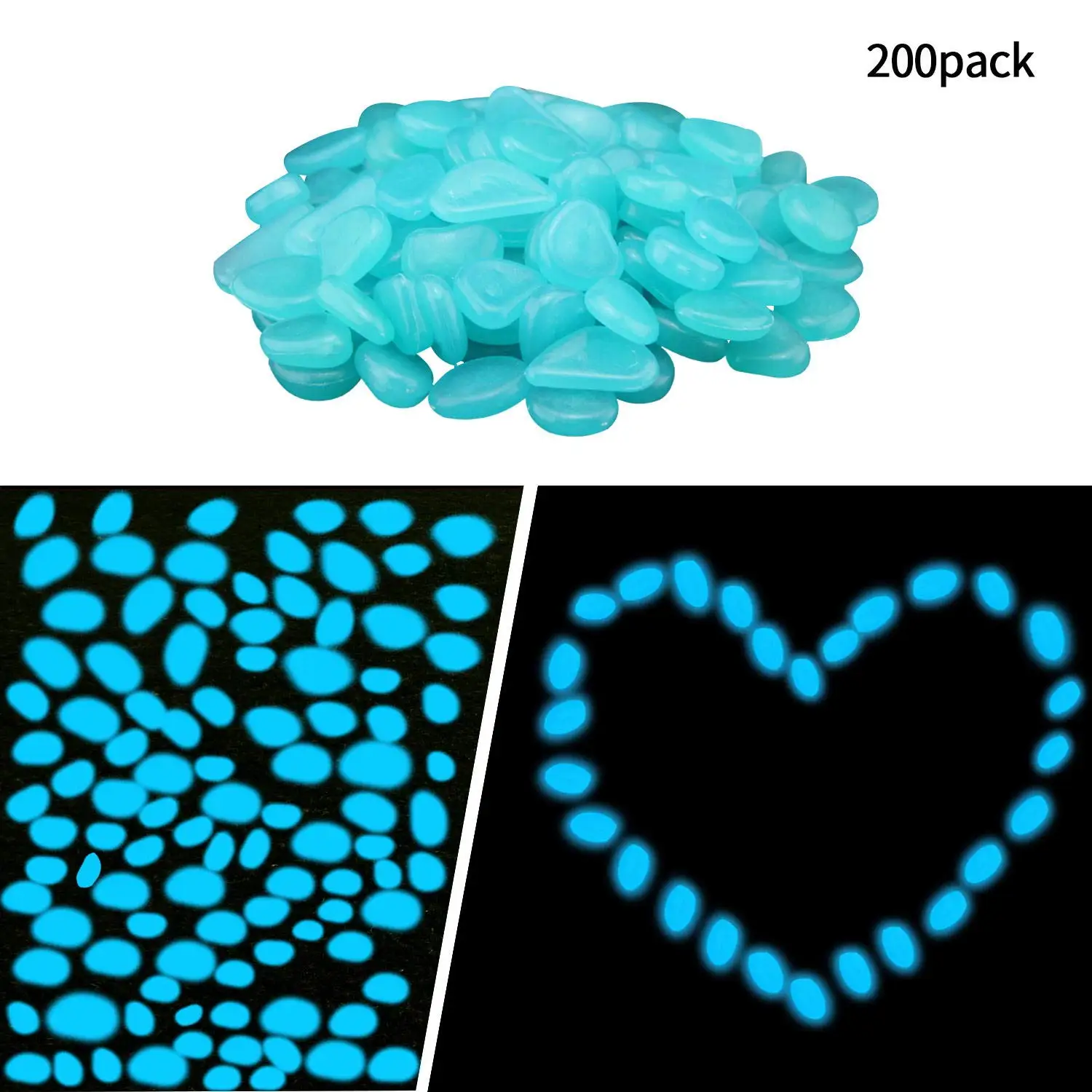 Светящиеся камушки светящиеся камни 200 шт садовые декоративные для дорожек