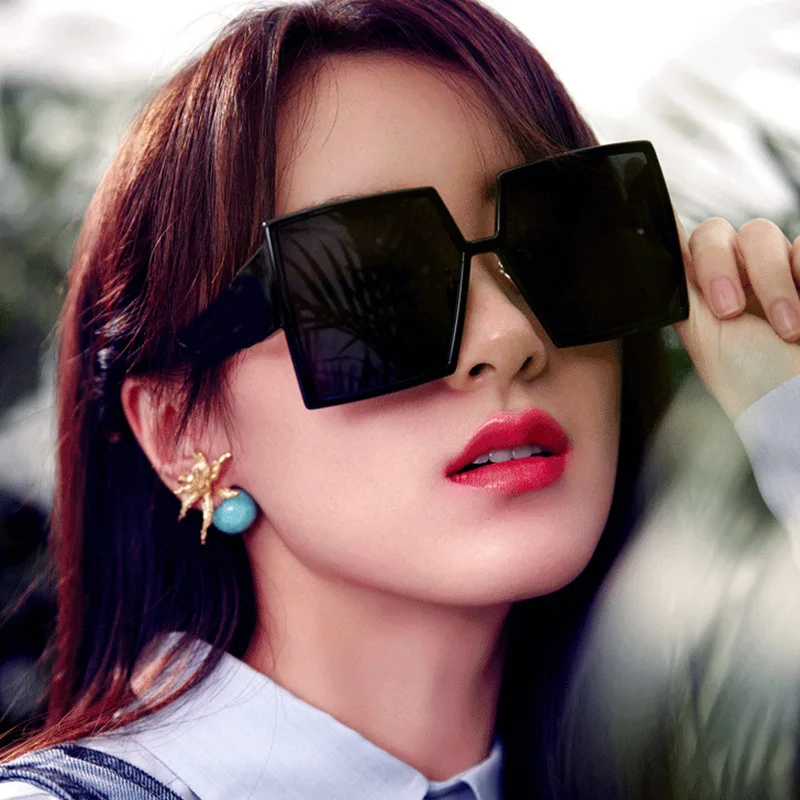 

ladies square oversized sunglasses 2020 fashion brand designer big oversized driving glasses festival oculos de sol feminino