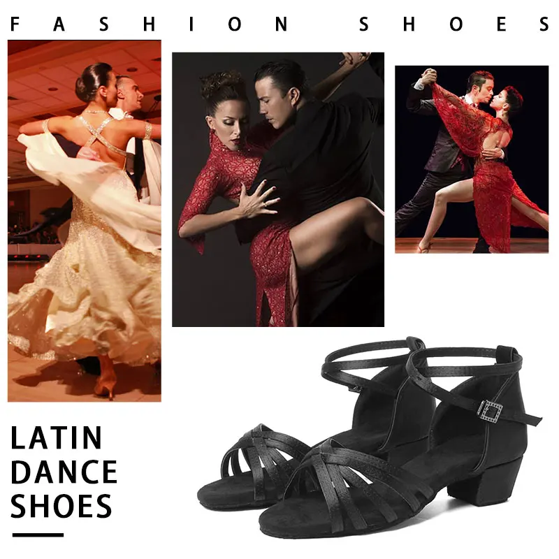 SWDZM Children Latin Dance Shoes Women Girl Ballroom Ladies Dance Shoes Children/child/kids Soft Bottom Low Heel Salsa Sandals